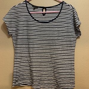 Talbots Black & White Striped Sequin Top ✨ Small